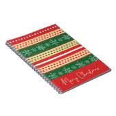 Modern Red Green Frohe Weihnachtsschneeflocken Dot Notizblock (Rechte Seite)