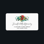Modern Red Green & Gold Christmas Floral Adressaufkleber<br><div class="desc">Adressetiketten mit hübschem Blumenstrauß in Rot,  Gold und Grün.</div>