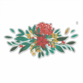 Modern Red Green & Gold Christmas Floral Aufkleber (Vorderseite)