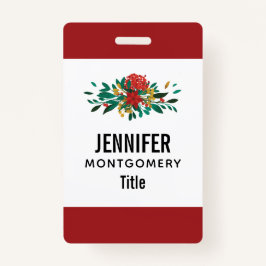 Modern Red Green & Gold Christmas Floral Ausweis