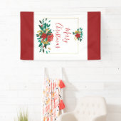 Modern Red Green & Gold Christmas Floral Banner (Insitu)