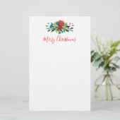 Modern Red Green & Gold Christmas Floral Briefpapier (Stehend Vorderseite)