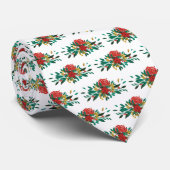 Modern Red Green & Gold Christmas Floral Krawatte (Gerollt)