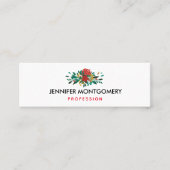 Modern Red Green & Gold Christmas Floral Mini Visitenkarte (Vorderseite)
