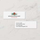 Modern Red Green & Gold Christmas Floral Mini Visitenkarte (Vorne/Hinten)