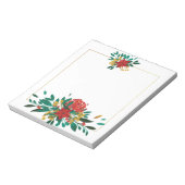 Modern Red Green & Gold Christmas Floral Notizblock (Rotiert)