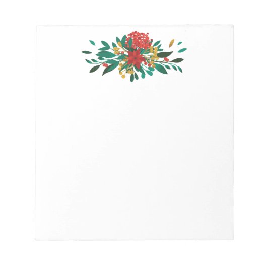 Modern Red Green & Gold Christmas Floral Notizblock (Vorderseite)