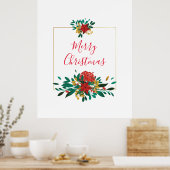 Modern Red Green & Gold Christmas Floral Poster (Küche)