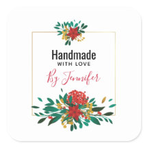 Modern Red Green & Gold Christmas Floral