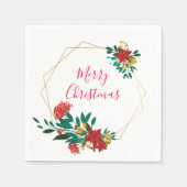 Modern Red Green & Gold Christmas Floral Serviette (Vorderseite)