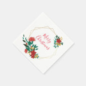 Modern Red Green & Gold Christmas Floral Serviette (Ecke)