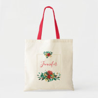 Modern Red Green & Gold Christmas Floral