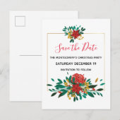 Modern Red Green & Gold Christmas Save the Date Einladungspostkarte (Vorne/Hinten)
