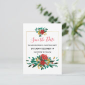Modern Red Green & Gold Christmas Save the Date Einladungspostkarte (Stehend Vorderseite)