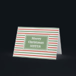 Modern Red Green Sister Frohe Weihnachten Karte<br><div class="desc">Frohe Weihnachten für Schwesterkarte mit roten und grünen Streifen Muster und nachdenklichen Vers.</div>