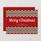 Modern Red Green Stirpes Frohe Weihnachten Postkarte (Vorne/Hinten)
