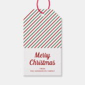 Modern Red Green Strip Weihnachten Geschenkanhänger (Vorderseite)