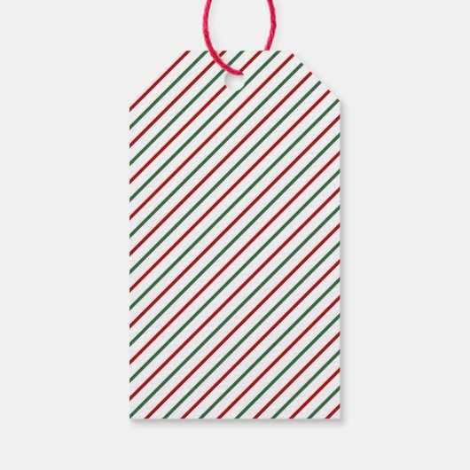 Modern Red Green Strip Weihnachten Geschenkanhänger (Rückseite)