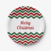 Modern Red Green Strips Weihnachten Pappteller (Vorderseite)