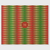 Modern Red Green und Gold Streifen Weihnachten Geschenkpapier (Flach)