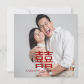 Modern Red Happiness Chinese Wedding Invitation Einladung (Vorderseite)