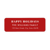 Modern Red Happy Holidays Return Address (Vorne)
