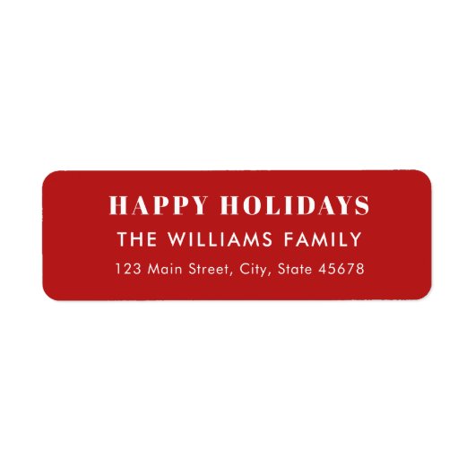 Modern Red Happy Holidays Return Address (Vorne)