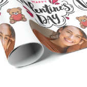 Modern Red Happy Valentines Day one Heart Photo Geschenkpapier (Rolleneckpunkt)