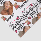 Modern Red Happy Valentines Day one Heart Photo Seidenpapier (Detail)