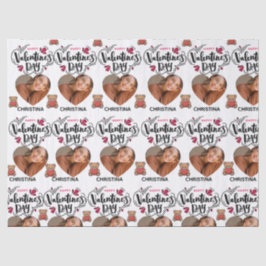 Modern Red Happy Valentines Day one Heart Photo Seidenpapier