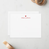Modern Red Heart Stationery Einfache Minimal Custo Mitteilungskarte (Vorderseite/Rückseite Beispiel)