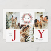 Modern Red Holly Berries 3 Foto Freude Weihnachten (Vorne/Hinten)