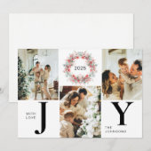 Modern Red Holly Berries 3 Foto Freude Weihnachten (Vorne/Hinten)