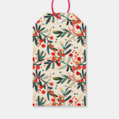 Modern Red Holly Berries Frohe Weihnachten Geschenkanhänger (Rückseite)