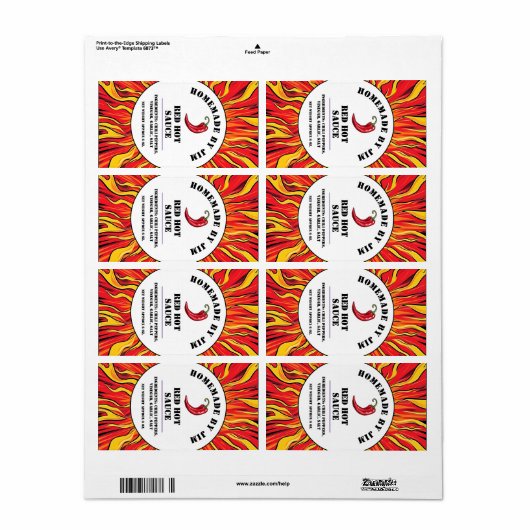 Modern Red Hot Chili Sauce Pepper Label (Vorne)