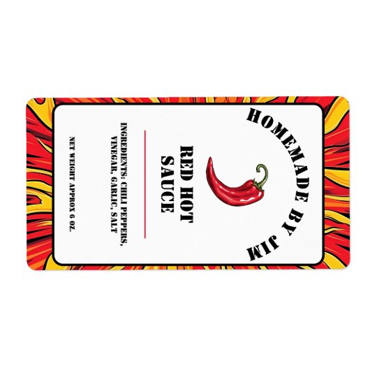 Modern Red Hot Chili Sauce Pepper Label (Vorne)