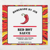 Modern Red Hot Chili Sauce Pepper Label Alkoholflaschenetikett (Einzelnes Label)