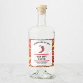 Modern Red Hot Chili Sauce Pepper Label Alkoholflaschenetikett (Vorderseite)