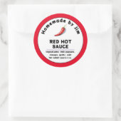 Modern Red Hot Chili Sauce Pepper Label Runder Aufkleber (Tasche)