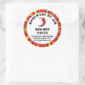 Modern Red Hot Chili Sauce Pepper Label Runder Aufkleber (Tasche)