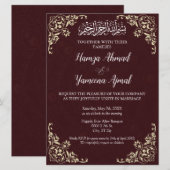 Modern Red Islamic Wedding Einladung (Vorne/Hinten)