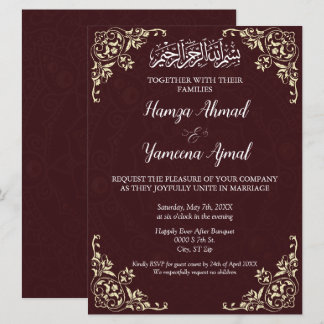 Modern Red Islamic Wedding Einladung