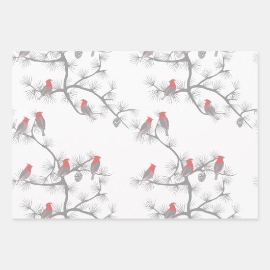 Modern Red Kardinal Winter Snow Weihnachten Geschenkpapier Set (Vorderseite)