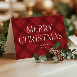 Modern Red Kariert Elegante Typografie Weihnachten