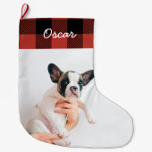 Modern Red Kariert & Name Grosses Weihnachtsfest S Großer Weihnachtsstrumpf (Vorderseite)