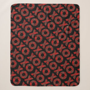 Modern Red Kariert XOXO Weihnachten Sherpadecke