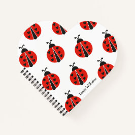 Modern Red Ladybug Personalisiert Notizblock