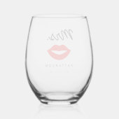 Modern Red Lips Mrs. Wedding Weinglas Ohne Stiel (Rückseite)