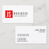 Modern Red Logo Video Editor Business Card Visitenkarte (Vorne/Hinten)