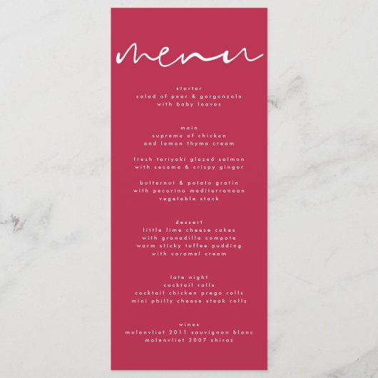 Modern Red Magenta Neutral White Wedding Programm (Vorderseite)